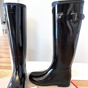 Hunter Original Tall Rain Boots Black Gloss Refined NEW US Women's Size …